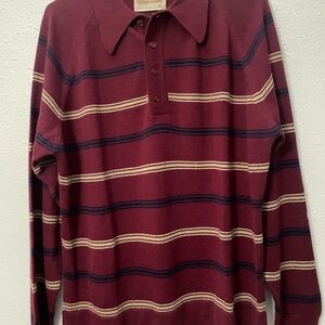Vintage Men's Burgundy Striped Shirt